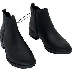 Style & Co Garnerr Lug Ankle Boots Black Side Zip Block Heel Women's US 8W